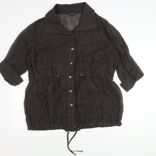 Picadilly Women’s Black Button-Up Blouse, Medium, Casual Chic