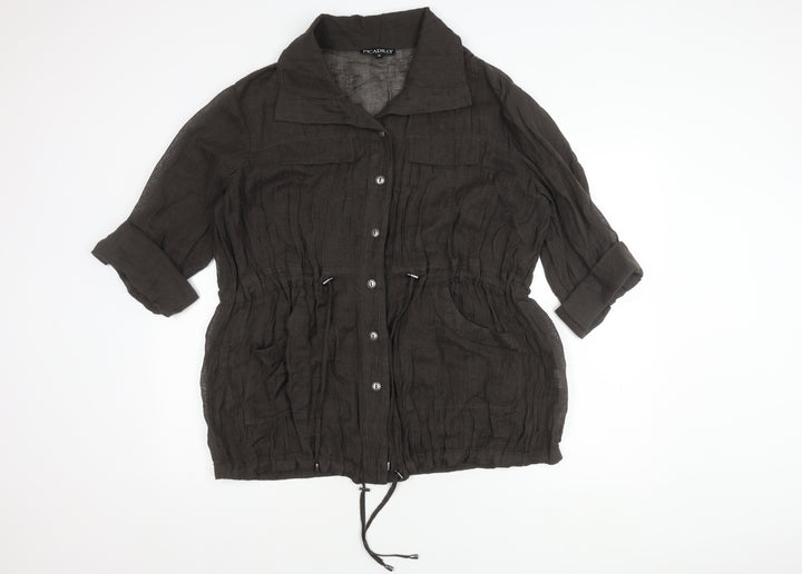 Picadilly Women’s Black Button-Up Blouse, Medium, Casual Chic