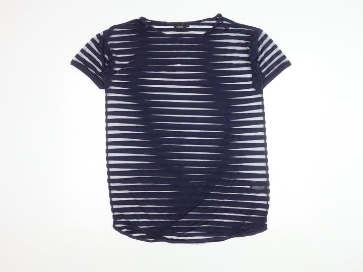 Next Women's Blue Striped T-Shirt - Size 8 - Chic Casual Staple