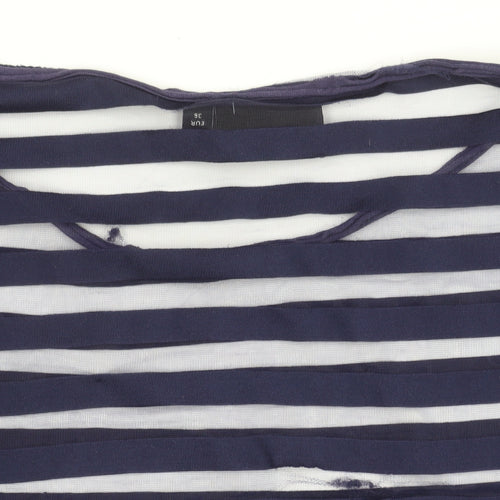 Next Women's Blue Striped T-Shirt - Size 8 - Chic Casual Staple