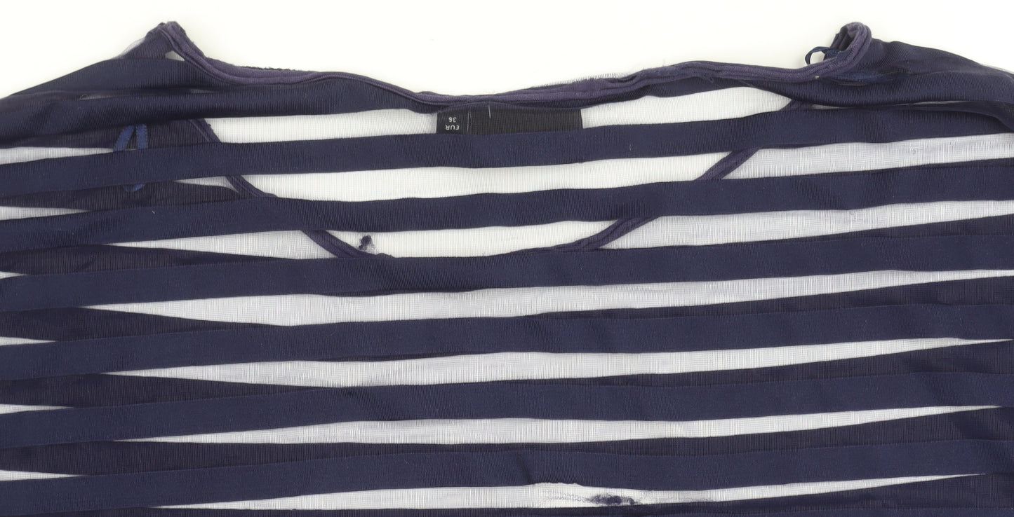 Next Women's Blue Striped T-Shirt - Size 8 - Chic Casual Staple