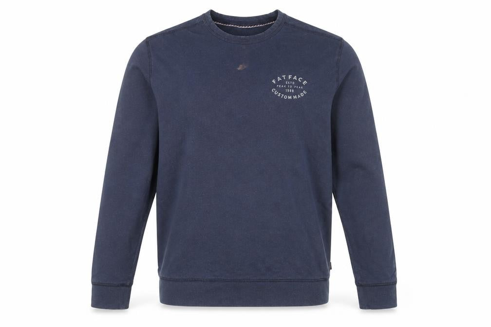 Front view of FatFace Men's Blue Pullover Sweatshirt, Medium