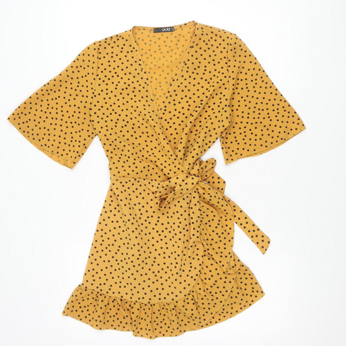 Quiz Women’s Yellow Polka Dot Wrap Blouse, Size 12