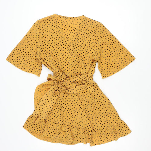 Quiz Women’s Yellow Polka Dot Wrap Blouse, Size 12