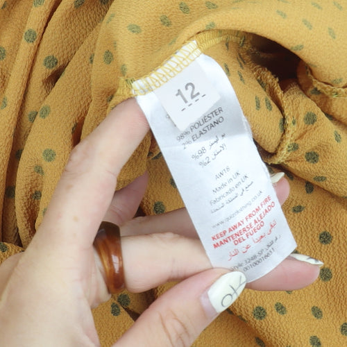Quiz Women’s Yellow Polka Dot Wrap Blouse, Size 12