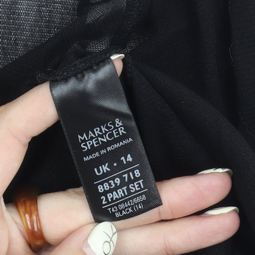 Marks and Spencer Women's Black Short Sleeve Open Front Cover-up