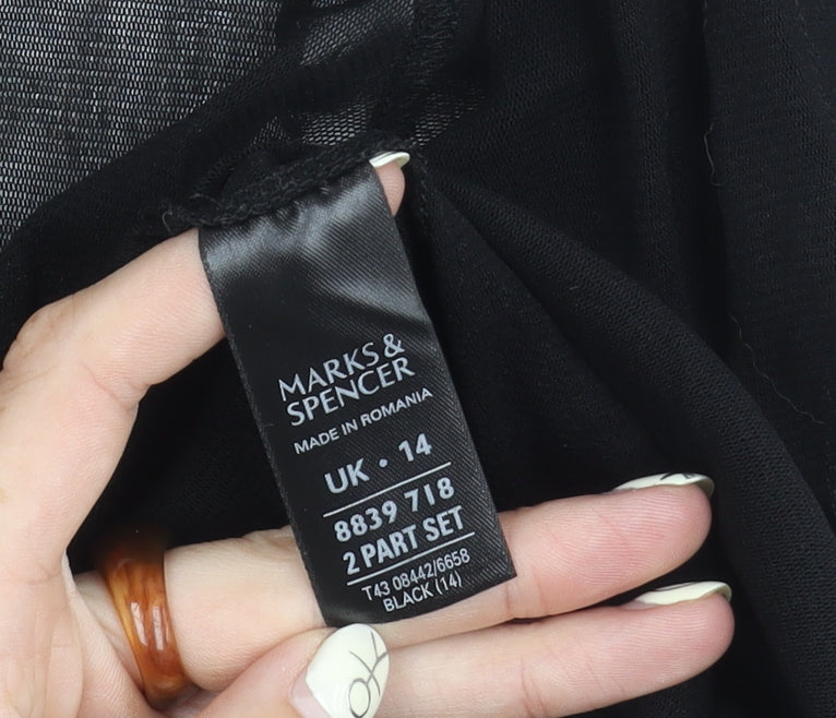 Marks and Spencer Women's Black Short Sleeve Open Front Cover-up