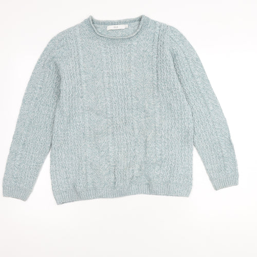 Isle Women's Blue Cable-Knit Acrylic Pullover Jumper - S