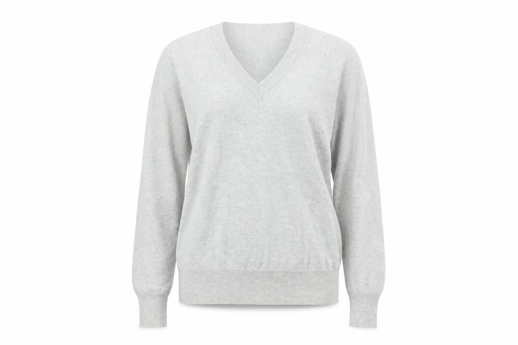 Front view of Banana Republic Women's Grey XS V-Neck jumper