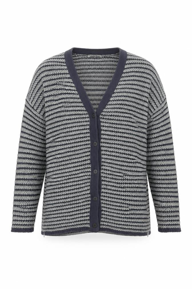 Front view of Sandwich Women's Blue Striped Cardigan XL