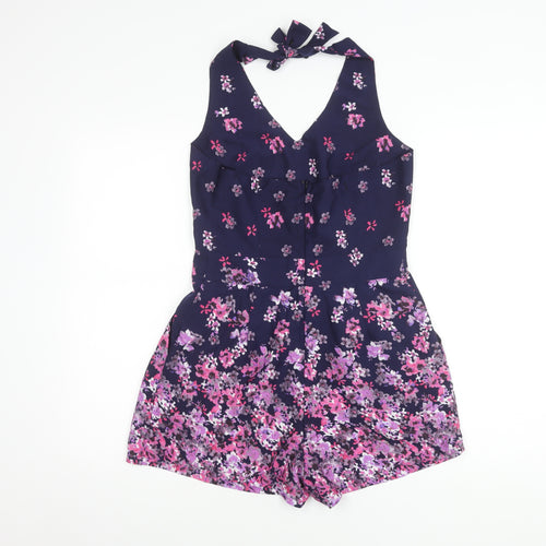 TFNC London Women’s Floral Halter Playsuit, M, Multicoloured