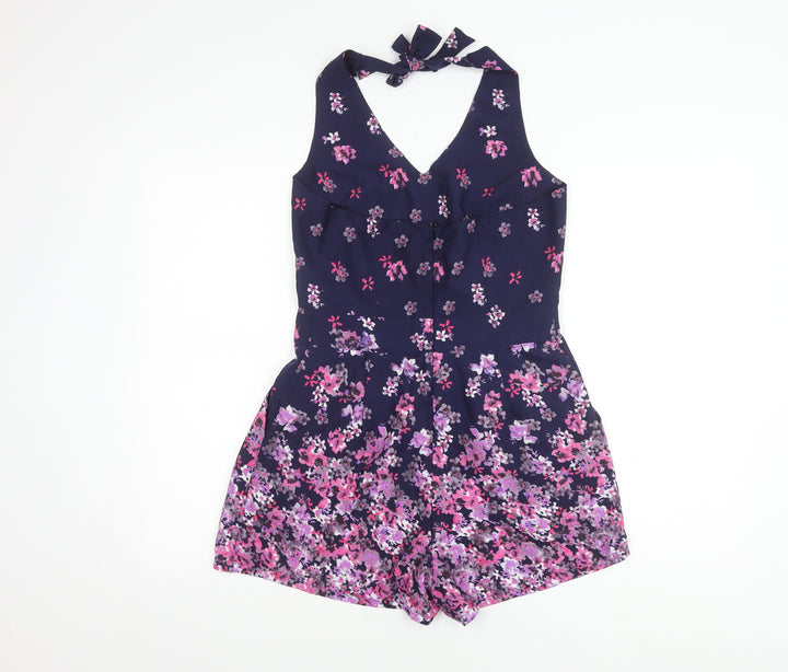 TFNC London Women’s Floral Halter Playsuit, M, Multicoloured