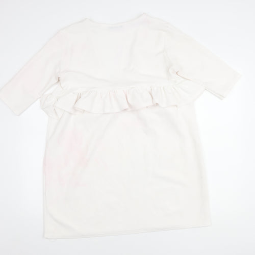 Boohoo Women's White 3/4 Sleeve Peplum Dress