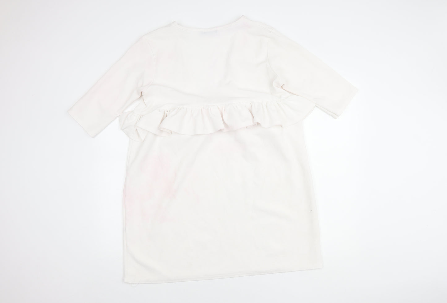 Boohoo Women's White 3/4 Sleeve Peplum Dress
