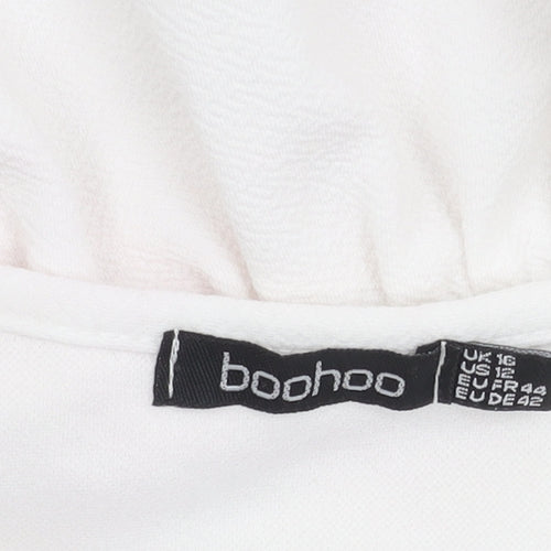 Boohoo Women's White 3/4 Sleeve Peplum Dress