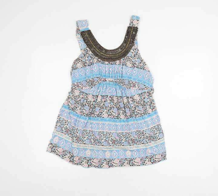 Redherring Maternity Blue Floral Tunic Tank Top Size 12
