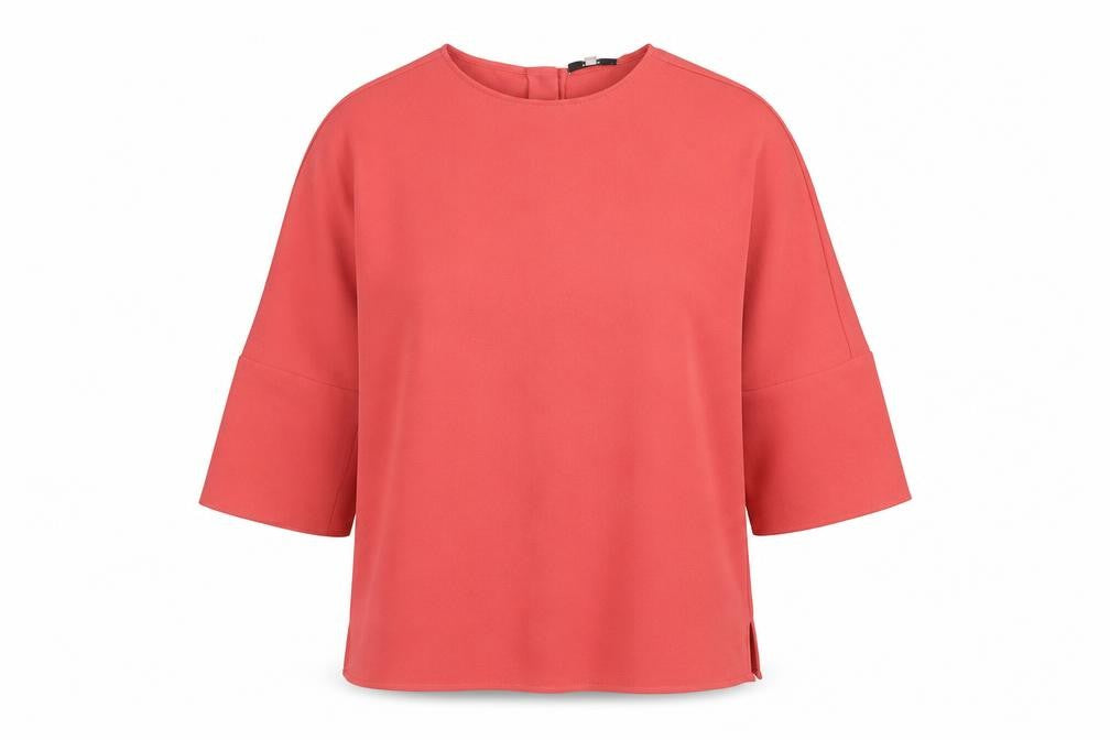 Front view of Reiss Women's Red 3/4 Sleeve Button Top, size 6