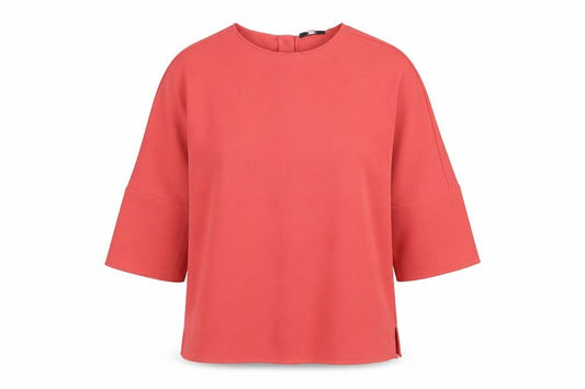Front view of Reiss Women's Red 3/4 Sleeve Button Top, size 6
