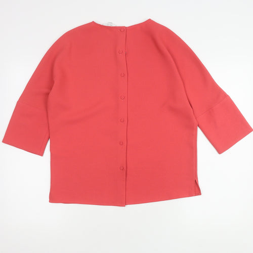 Reiss Women's Red 3/4 Sleeve Button Top Size 6