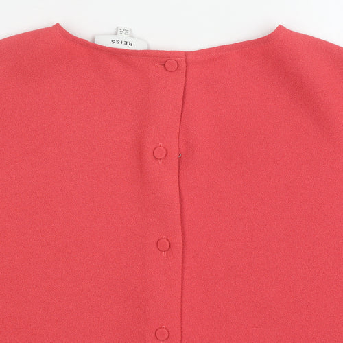 Reiss Women's Red 3/4 Sleeve Button Top Size 6