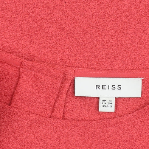 Reiss Women's Red 3/4 Sleeve Button Top Size 6