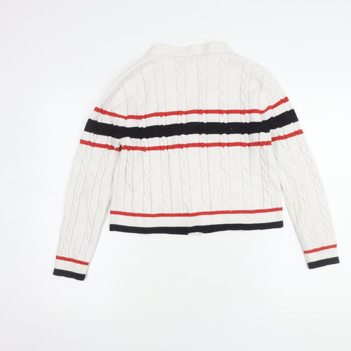MNG Women's White Striped Cardigan Size 12