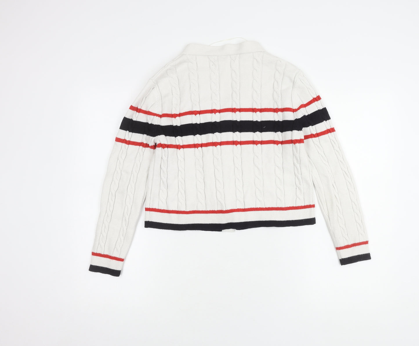 MNG Women's White Striped Cardigan Size 12