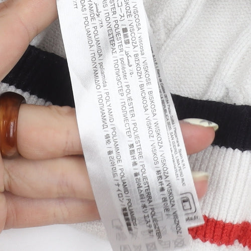 MNG Women's White Striped Cardigan Size 12