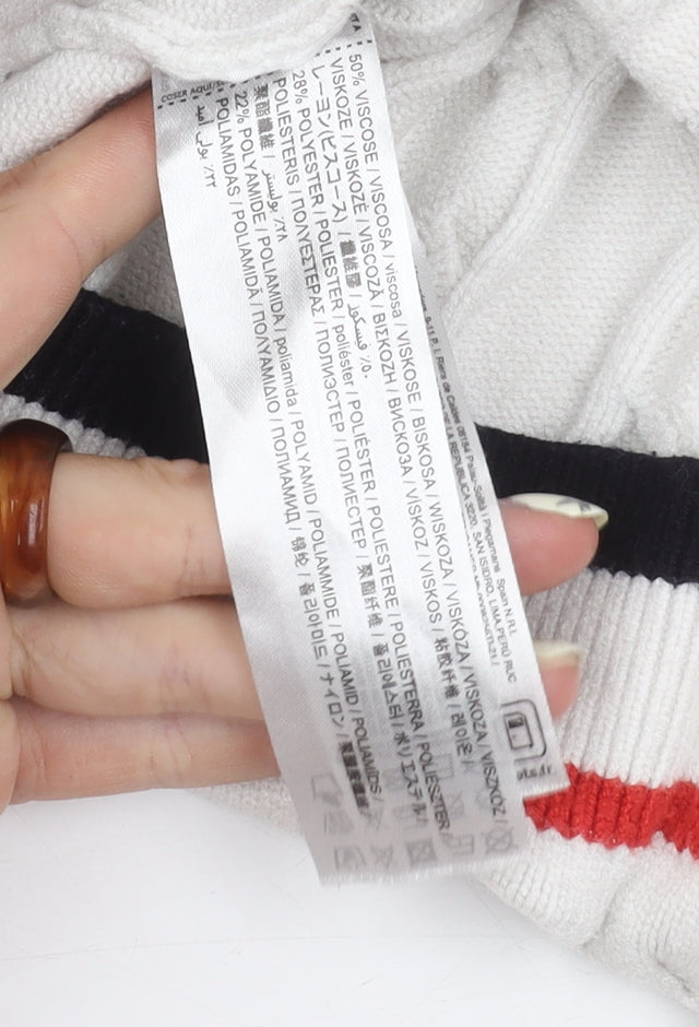 MNG Women's White Striped Cardigan Size 12