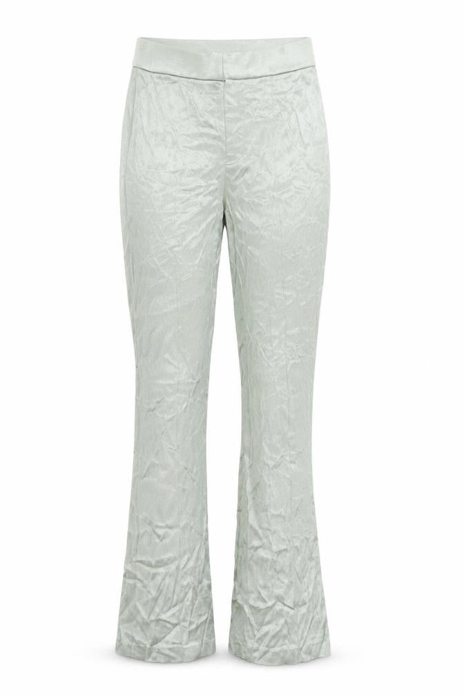 Front view of Zara Women's Green Flared Trousers, size S, Viscose Blend