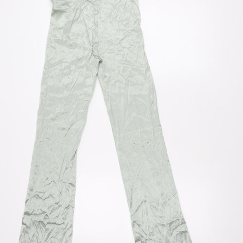 Zara Women's Green Flared Trousers, Size S, Viscose Blend