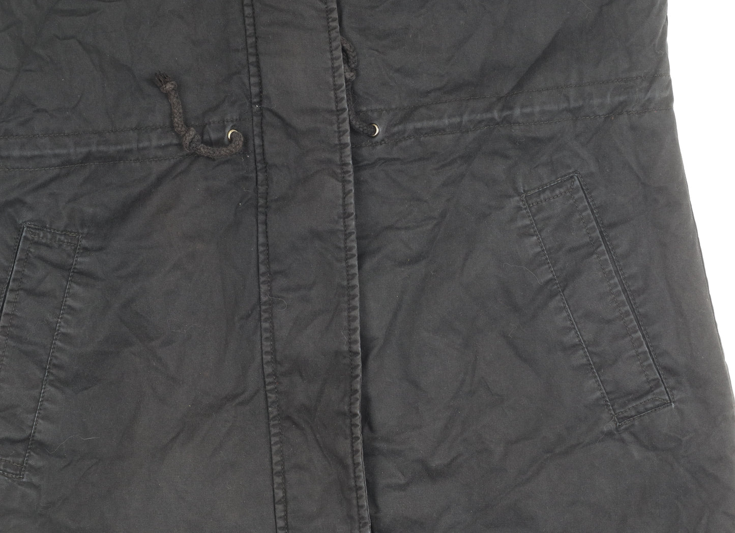 GAP Women's Black Parka Coat S Hooded Fur Trim