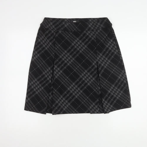Marks and Spencer Women's Black Plaid Skirt, Size 12