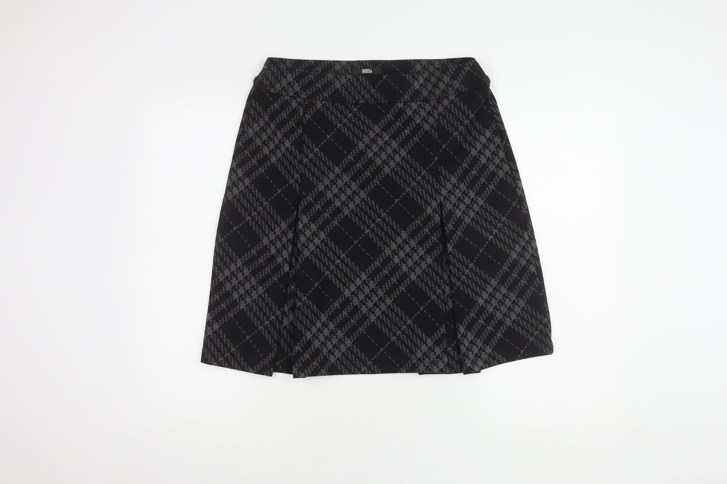 Marks and Spencer Women's Black Plaid Skirt, Size 12