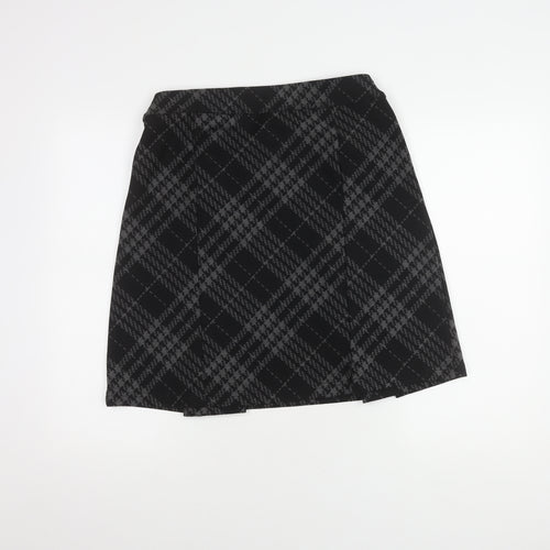 Marks and Spencer Women's Black Plaid Skirt, Size 12