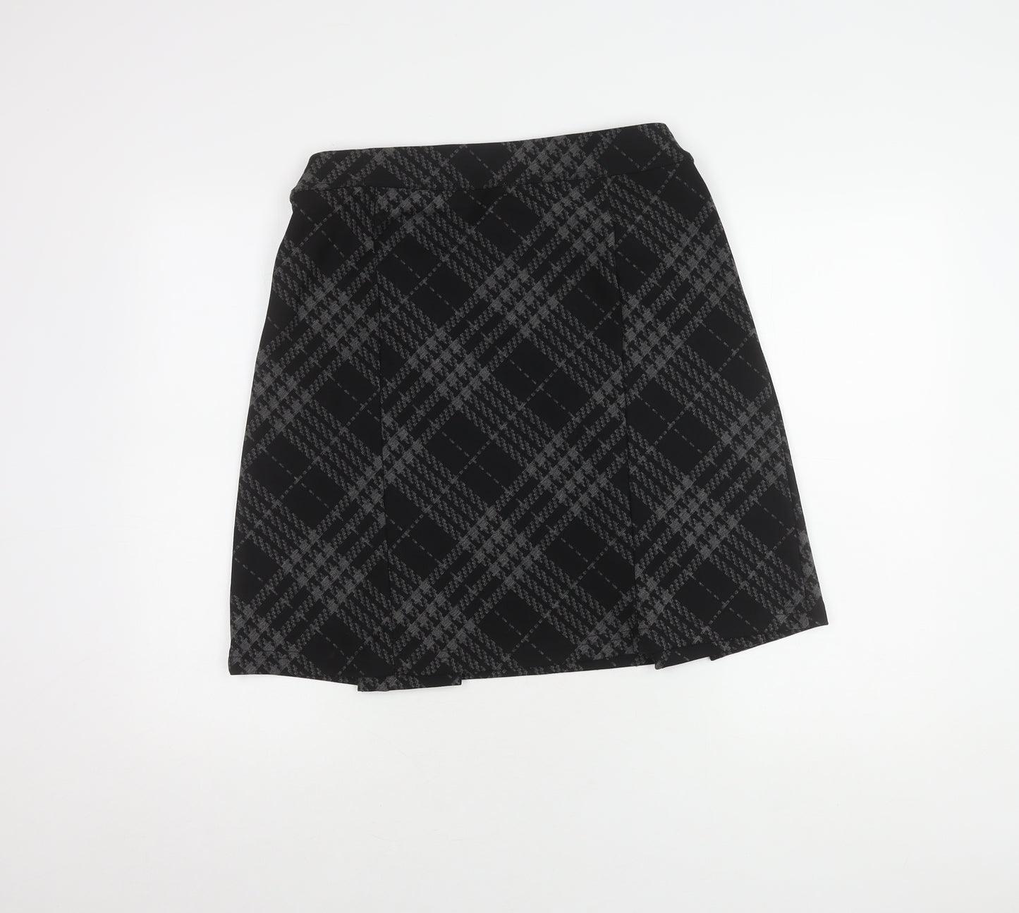 Marks and Spencer Women's Black Plaid Skirt, Size 12