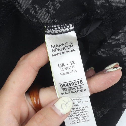 Marks and Spencer Women's Black Plaid Skirt, Size 12