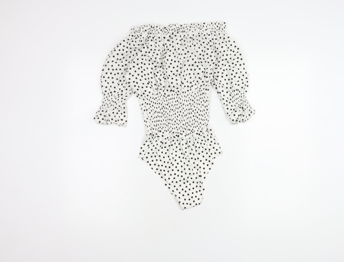 Zara Women White Polka Dot Bodysuit Size 12