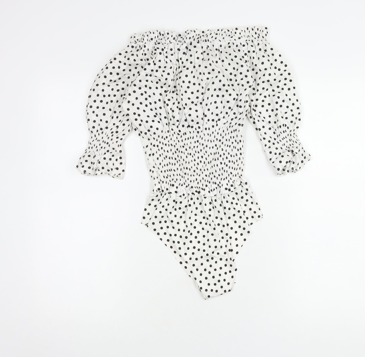 Zara Women White Polka Dot Bodysuit Size 12