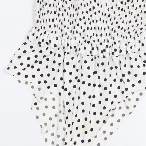 Zara Women White Polka Dot Bodysuit Size 12