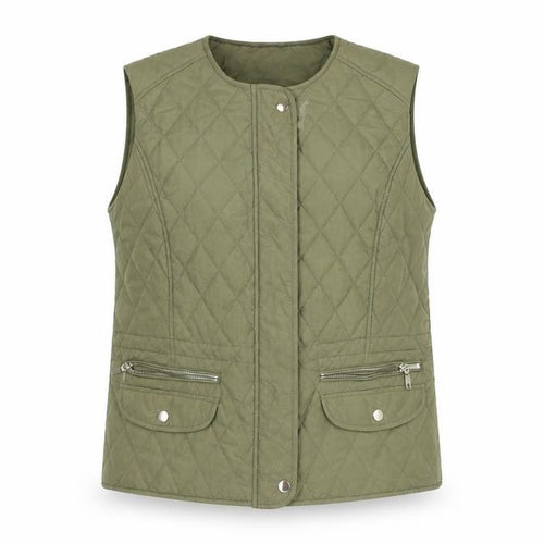 M&S Women's Green Quilted Waistcoat Size 14 Classic Fit