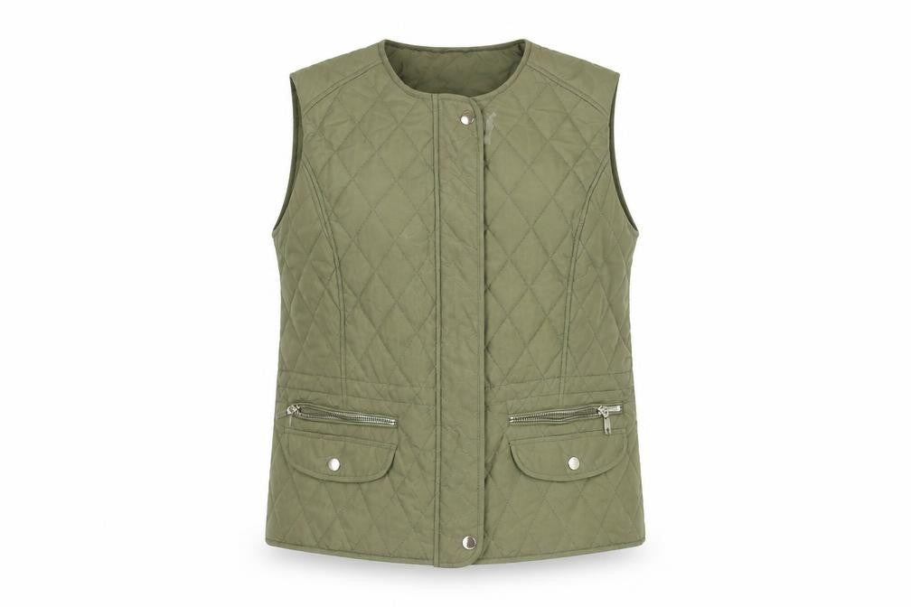 M&S Women's Green Quilted Waistcoat Size 14 Classic Fit
