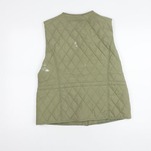 M&S Women's Green Quilted Waistcoat Size 14 Classic Fit