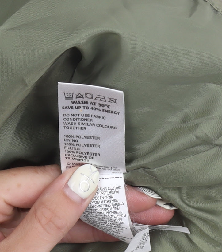 M&S Women's Green Quilted Waistcoat Size 14 Classic Fit