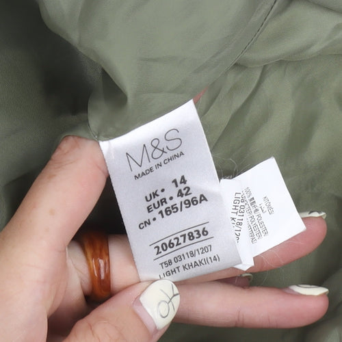 M&S Women's Green Quilted Waistcoat Size 14 Classic Fit