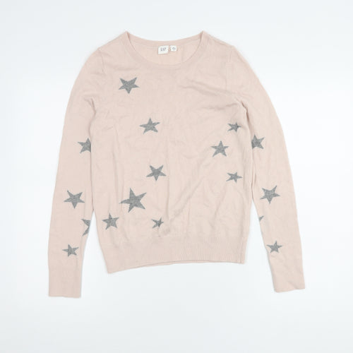 GAP Women's Pink Star Pattern Pullover Jumper XS