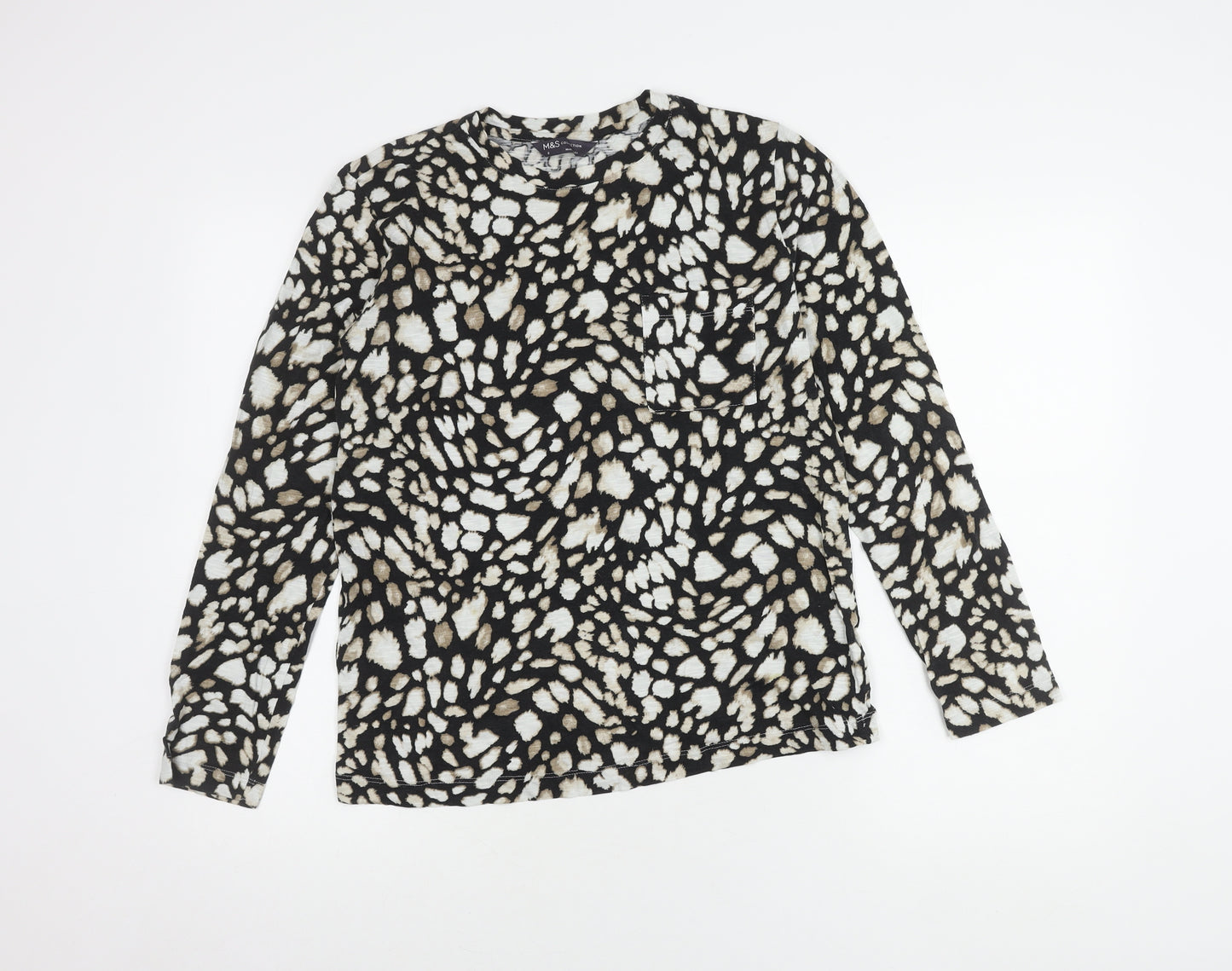 Marks and Spencer Women Black and White Animal Print Top