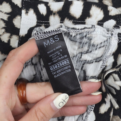 Marks and Spencer Women Black and White Animal Print Top
