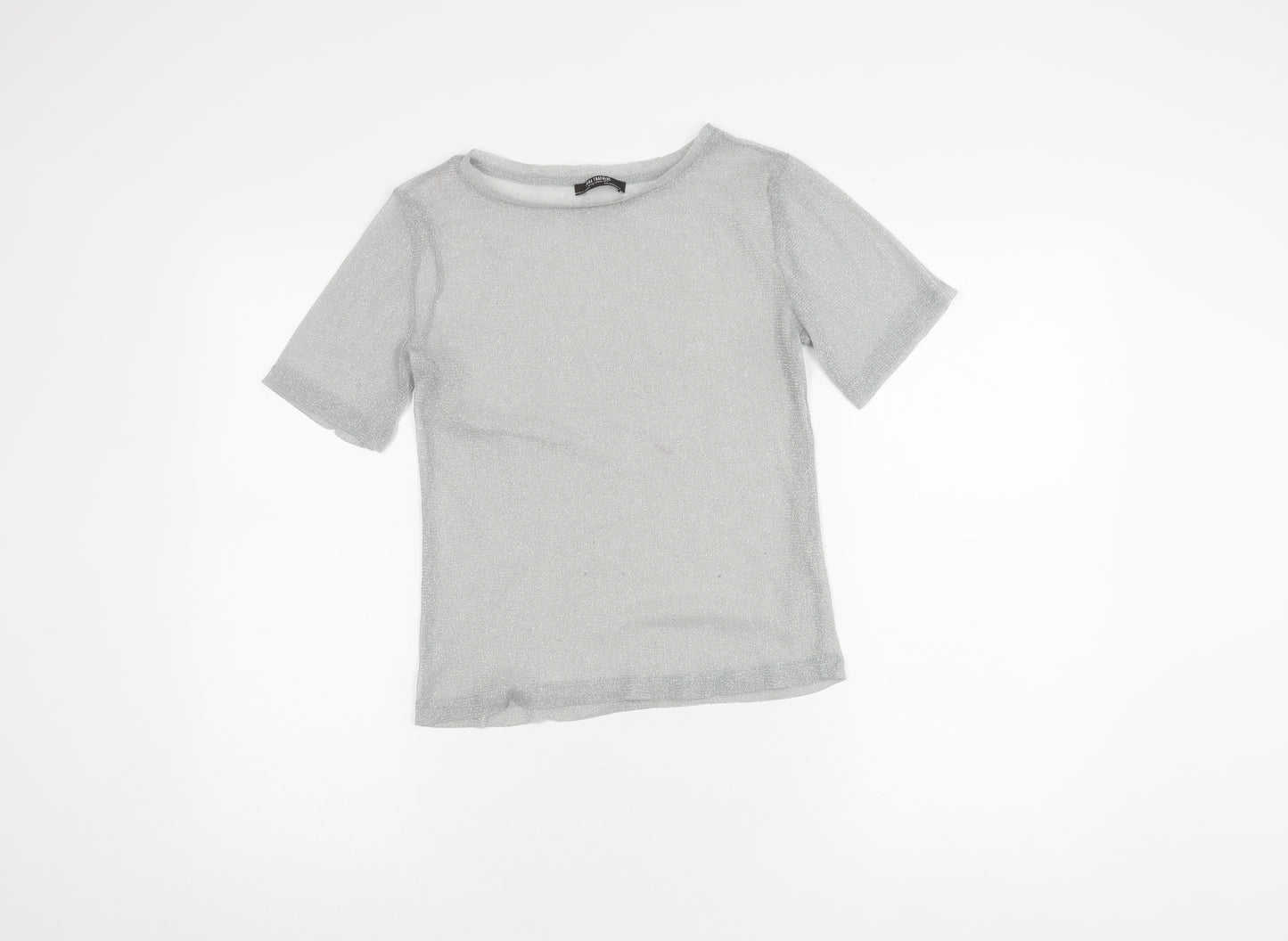 Zara Women's Silver Sheer T-Shirt Size 10