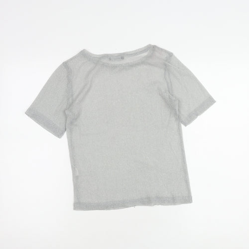Zara Women's Silver Sheer T-Shirt Size 10